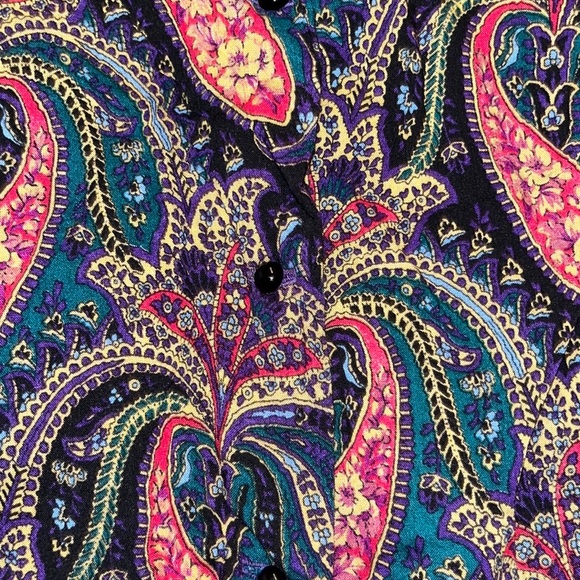 Vintage 80s Paisley Print Dress - Picture 12 of 14